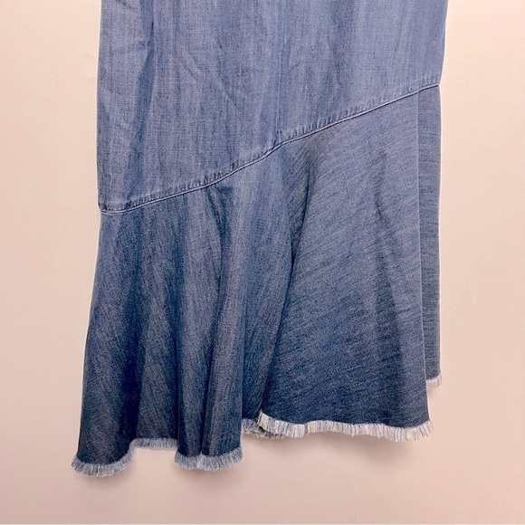 Cloth & Stone Tencel Denim Drop Waist Asymmetrical Sleeveless Shift Dress - Picture 9 of 11
